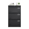 Runesay Black Filing Cabinet Lateral File Cabinet 3 Drawer with Lock - 2 of 4