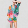 Anna-Kaci Lounge Women's Bold Botanical Print Pajama Set with Long Sleeves Notch Collar Button Front and Matching Shorts - 3 of 4