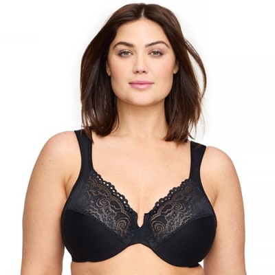 Glamorise Womens Low Cut Wonderwire Lace Underwire Bra 1240