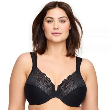 Curvy Couture Women's Luxe Lace Wire Free Bra Black Hue With Ballet Fever  36h : Target