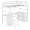 PAGED Full Size Loft Bed with Desk, Modern Wooden Bed Frame with Storage Shelves, Ladder and Guardrail for Bedroom - 4 of 4