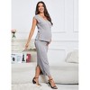 Stylish Maternity 2 Piece Summer Outfit with V Neck Lightweight Vest and Casual Half Slit Dress - 2 of 4