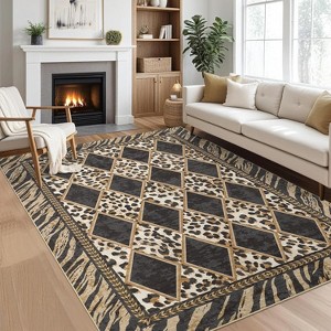 Leopard Print Runner Rug, Soft Non-Slip Washable for Hallway, Kitchen, Bedroom, Laundry - 1 of 4