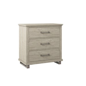 32'' Nightstand Beige - Accent Furniture: Modern Bedside Table with 3 Drawers & Metal Legs - 1 of 4