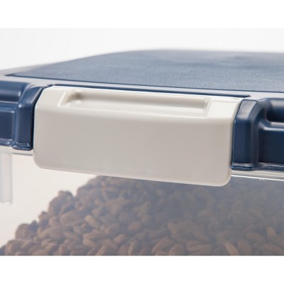 Navy Blue Airtight Plastic Pet Food Storage Container Combo with Casters