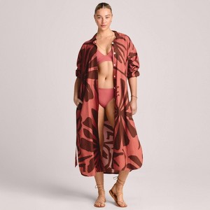 Vitamin A Women's Twill Midi Cover Up Dress with Belt - 1 of 4
