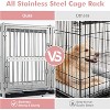 Furniture Dog Crate with Pull-Out Bowls, Wood Dog Kennel End Table with Wheels & Flip-Top, Indoor Pet House for Small to Medium Dogs/Cats - 3 of 4