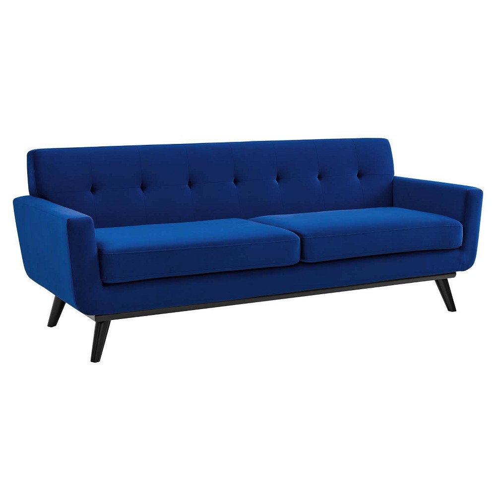 Photos - Sofa Modway Engage Performance Velvet  Navy: Plush Seating, 3-Person, Tufted Back, Plywood Frame 