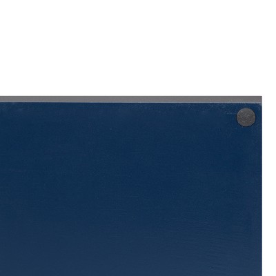 Navy Blue and Gold Rectangular Wood Tray Set with Metal Handles