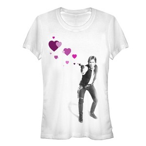 Juniors Womens Star Wars Han Shot Hearts T-Shirt - 1 of 3