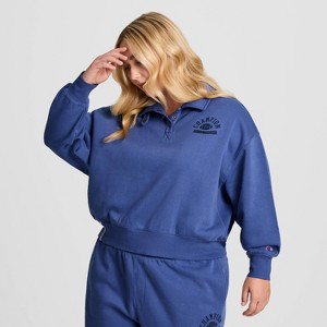 Champion Women's Long Sleeve Fleece 1/4 Snap Cropped Pullover - 1 of 4
