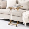 GDFStudio Cuthbert Modern Tempered Glass End Table with Acrylic Legs and Lockable Wheels - 2 of 4