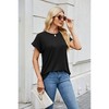 Womens Summer Basic Tee Shirt Tops with Round Neck Basic T Shirts - 3 of 4