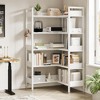 ODK Corner Bookshelf, 5-Tier Bookshelves with 4 Hooks, Convertible Bookshelf, Industrial Wooden Bookcase with Open Shelves for Home Office - 4 of 4