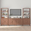 Sunvasagoo 5-Tier Mid-Century Modern Oak Bookcase with Doors, 71" Tall Thick Wood Display Cabinet Freestanding Storage, Oak - 4 of 4