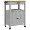 vidaXL Kitchen Trolley MONZA 23.6 in.x15.7 in.x35.4 in. Solid Wood Pine - 2 of 4