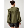 ellos Plus Size Ruffle Shoulder Blouse With Flat Pom Pom Trim - 3 of 4