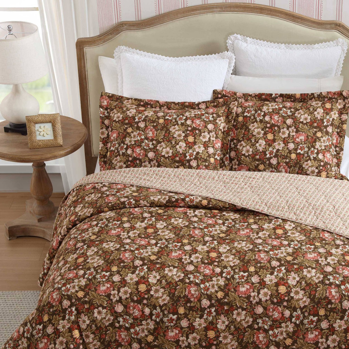 Комплект с покрывалом Laura Ashley King Marta Quilt Set Brown, цвет: Коричневый — фото 7