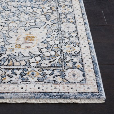 Ivory and Gray Synthetic Oriental Area Rug