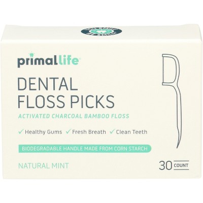 Primal Life Organics Floss Dental Bamboo Charcoal - Case of 1 - 30 EA
