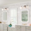 Dewdrop Contemporary Hotel Style Vanity Light 3 Light Fluted Glass Boosts Output Cuts Glare Rectangular Wall Plate Brushed Nickel ETL - 4 of 4