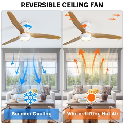 Sofucor 52'' Ceiling Fan with Solid Wood Fan Blades 6-Speed Silent Remote Control