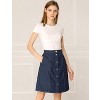 Allegra K Women's Elastic Back Short Button Down Denim Skirts with Pockets - 2 of 4