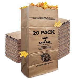Stock Your Home 30 Gallon Kraft Heavy Duty Lawn and Leaf Brown Paper Bags (20 Pack) - 1 of 3