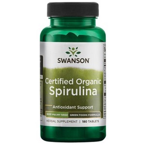 Swanson Herbal Supplements Certified Organic Spirulina 500 mg Tablet 180ct. - 1 of 3