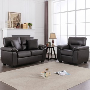 Faux Leather Loveseat and Chair,Ultimate Comfort Couch for Living Room,Lounge Room-Morden Fort - 1 of 4