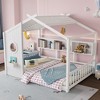 Whisen Twin Size Floor House Bed & Kids Montessori Bed, Playhouse Bed with Storage Shelf, Roof Design - 2 of 4