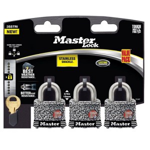 Master Lock - 4-Pin Tumbler Padlock Keyed Alike - Laminated Steel - 1-9/16 in. (3 Pack) - 1 of 1