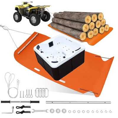 47'' x 110'' Large Yard Drag Sled,  1/8 HDPE Thickened 2000 Lbs Capacity Heavy Duty Multipurpose Utility Sled with Pull Cables, Drag Mat