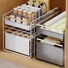 2-Tier Stainless Steel Pull Out Cabinet Organizer, Soft Close Damping Slides, Heavy Duty Chrome Plated Wire Basket With Shelf Liner for Kitchen - 3 of 4