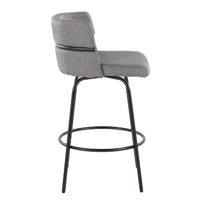 Cinch 26" Light Gray Swivel Counter Stools with Black Metal Frame, Set of 2