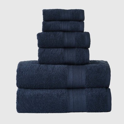 6pc Feather Touch Towel Set Navy - Trident Group