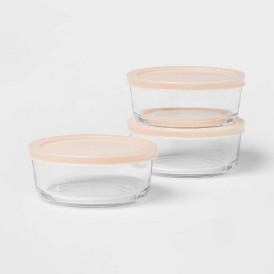 2 Cup 3pk Round Glass Food Storage Container Set - Room Essentials™