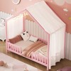 Okak Twin/Full Kids Floor House Bed Frame with Roof Design & Canopy,Modern Montessori Platform Bed,No Box Spring Needed - 2 of 4