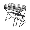 YOOCOZZ Twin Loft Bed with Desk, Ladder, Guardrails, and X-Shaped Frame - Black - 3 of 4