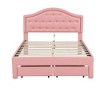 NicBex Upholstered Bed Frame with Smart LED and Drawers,PU Low Profile Platform Bed Frame with Tufted Headboard,No Box Spring Needed,Pink/White - 4 of 4