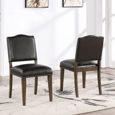 Comfort Pointe Denver Dining Chair Brown: Upholstered Camel Back, Nailhead Trim, Hardwood Frame