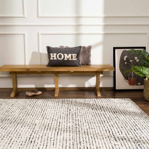 Hauteloom Keita Cream & Black Grid Plush Rug - 1 of 4