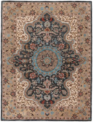 Handmade Black and Cream Wool 8' x 10' Tufted Area Rug