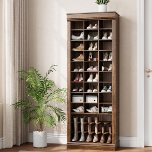 Shoe Storage Cabinet, 10-Tier Tall Shoe Cabinet with Boots Racks and 27 Cubbies - 1 of 4