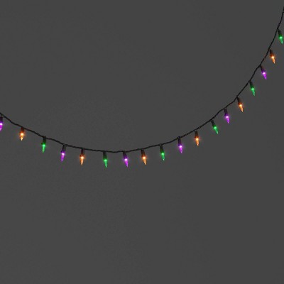 100ct LED Tri Color Halloween Indoor Outdoor Miniature String Lights Purple/Teal/Black - Hyde and EEK! Boutique™