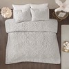 3Pcs Medallion Pattern Solid Cotton Comforter Set, Boho Style Tufted Chenille Bedding Set, All Season Bed Set with Matching Shams - 3 of 4