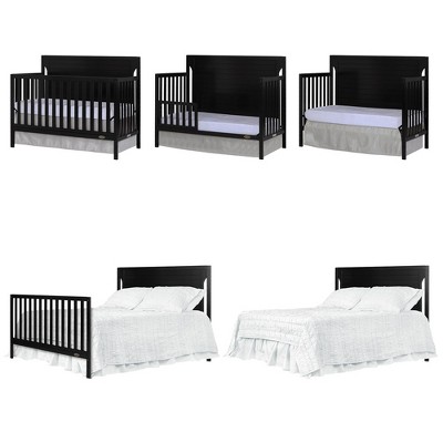 Black 5-in-1 Convertible Crib with Full Back Panel