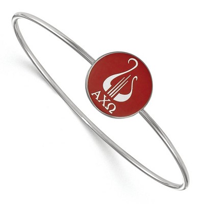 Black Bow Jewelry Sterling Silver Alpha Chi Omega Greek Life Bangle Bracelet 7 Inch