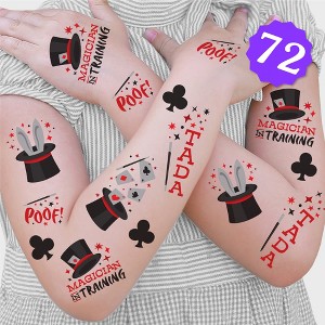 Big Dot of Happiness Ta-Da, Magic Show Temporary Tattoos for Kids, Magician Birthday Favors, Magical Decorations, Magic Show Accessories, Red Party - 1 of 4