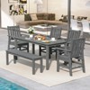Tangkula Patio Dining Chairs Set of 4 w/Wide Armrests Curved Seat Wood Grain for Backyard - 4 of 4